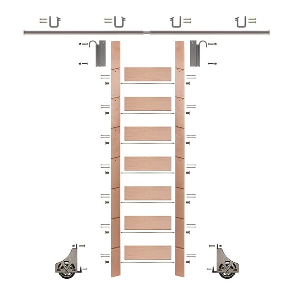 Meadow Lane Ladder 92 in. Pre-Finished Oak Satin Nickel Hook with 8 ft. Rail Kit EG.300-92RO-08.02-PF - main